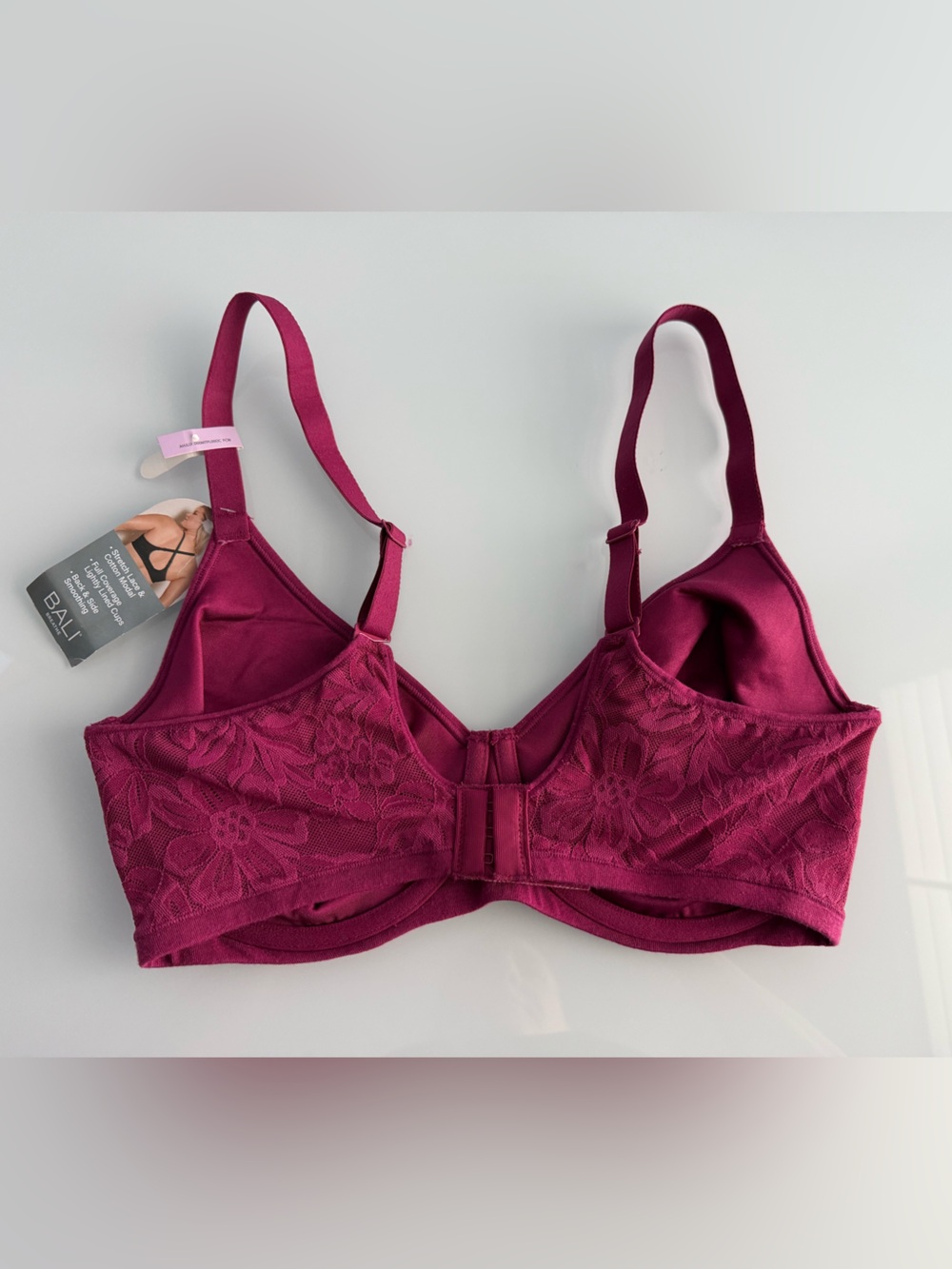 Bali Women's Red Breathe Lace Underwire Bra DF7590 Size 36D - Picture 7 of 10
